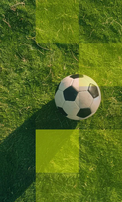 A soccer ball on a grass pitch, overlaid with Hogan Lovells brand blocks—representing the firm’s involvement in a major sports-related legal case.